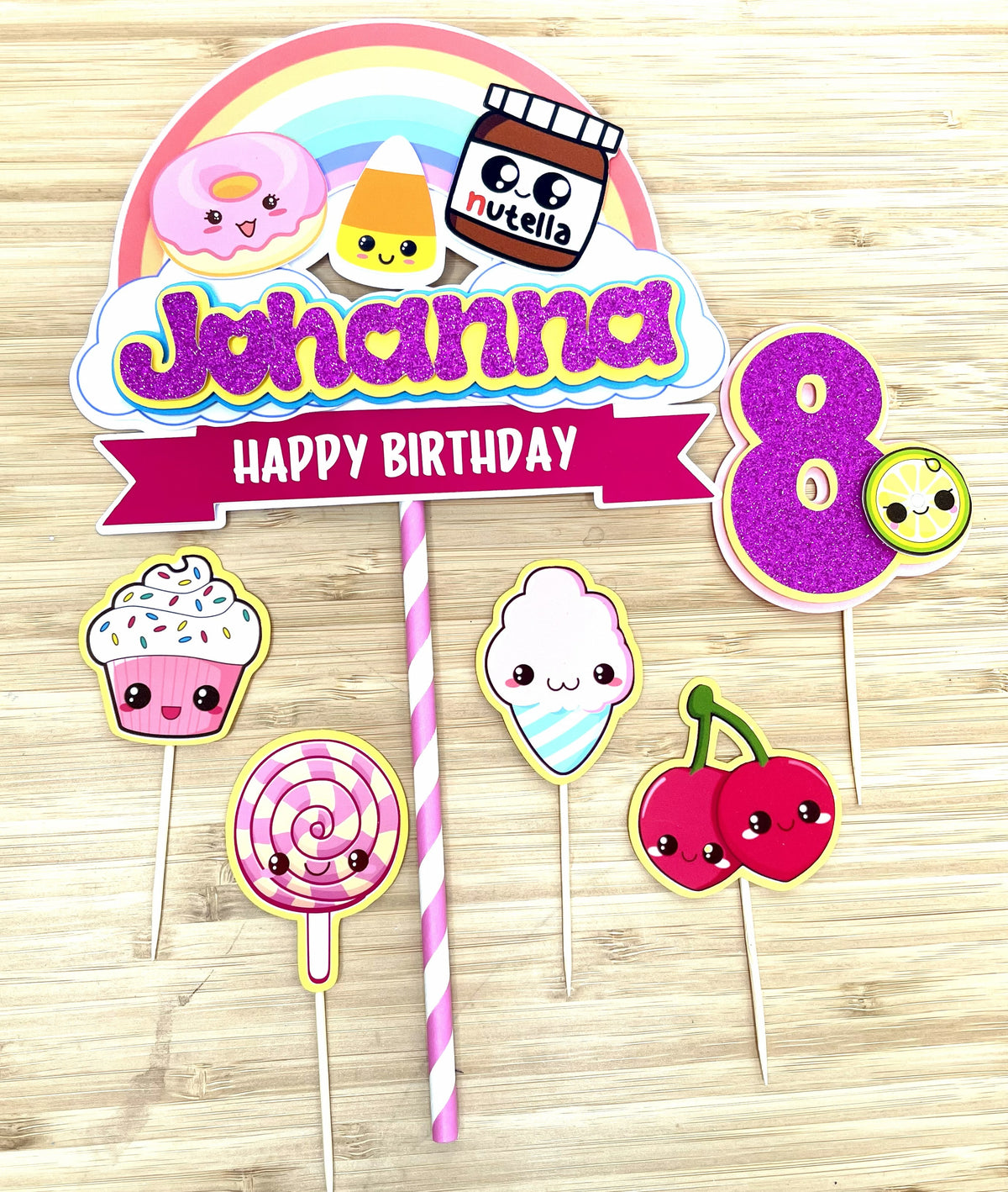 Personalized Sweet Candy Nutella Themed Cake Topper
