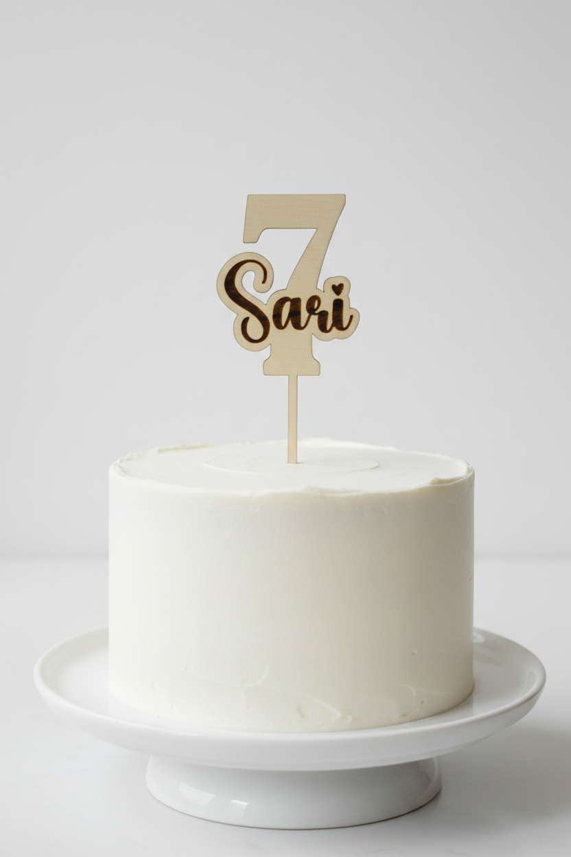 Personalized Name and Age Wood Cake Topper