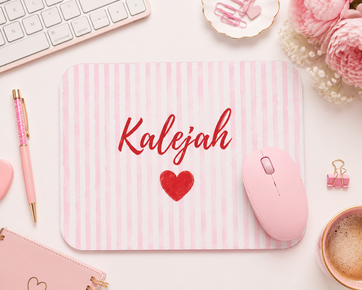 Personalized Name Cute Pink Mousepad