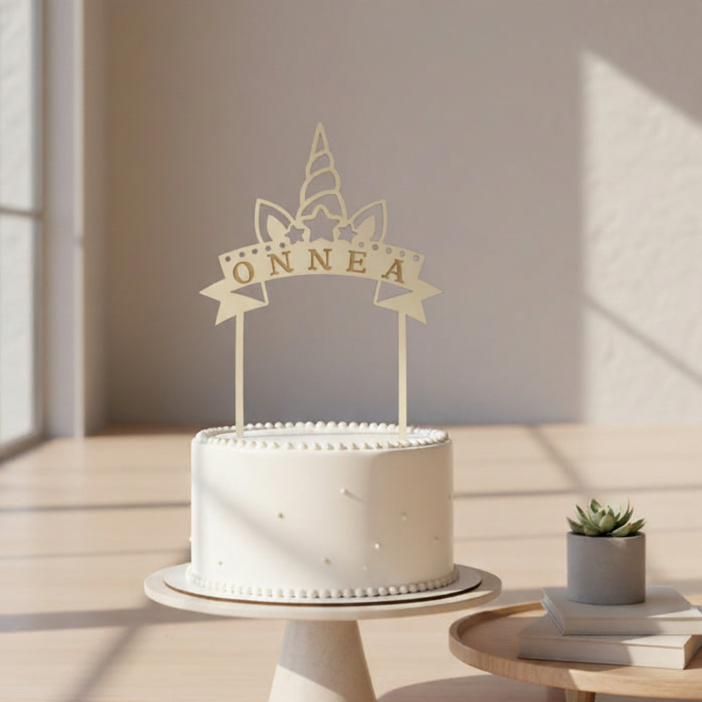 Unicorn Wooden Cake Topper for Birthday