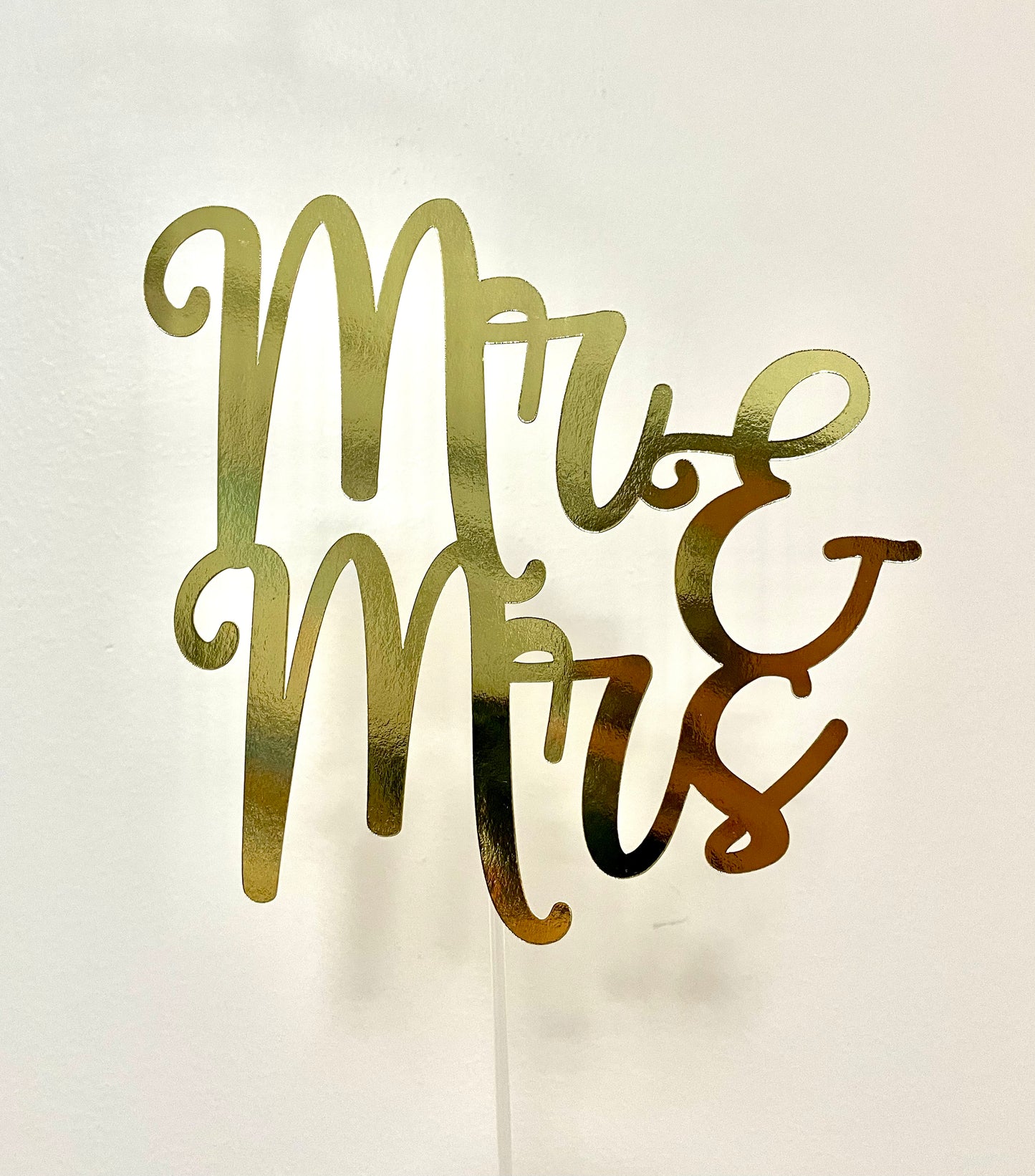 Mr. & Mrs. Cake Topper Metallic Gold