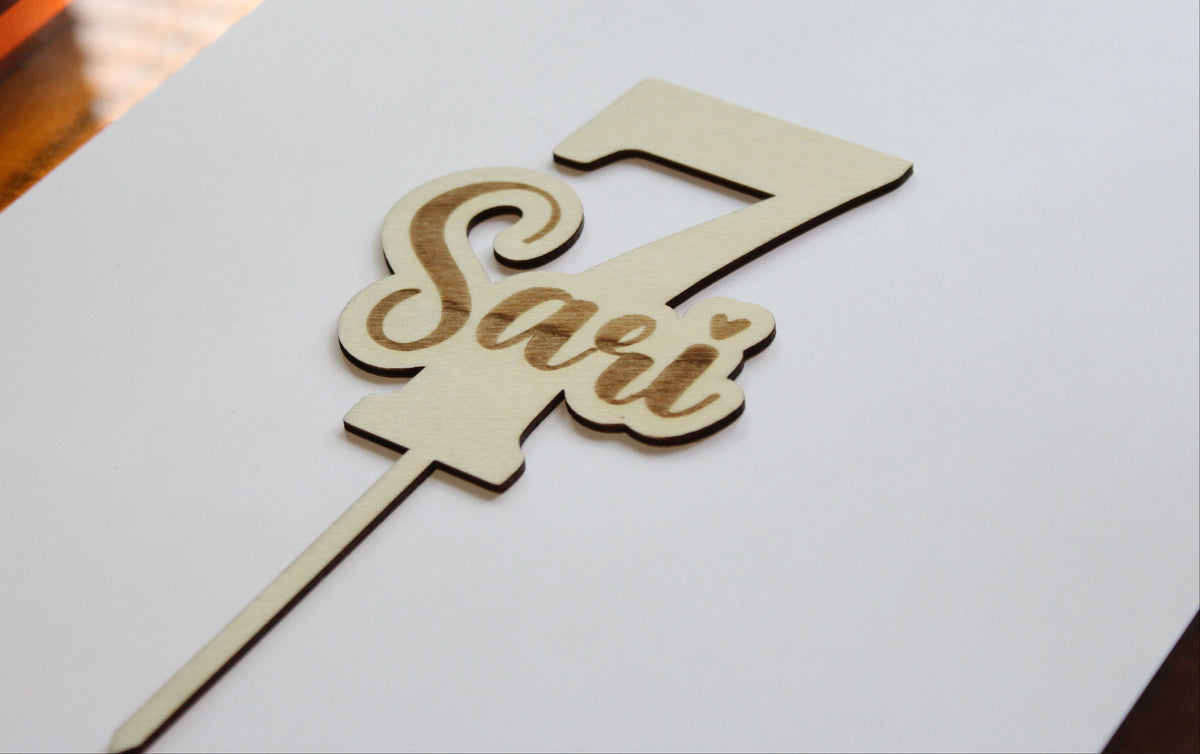 Personalized Name and Age Wood Cake Topper