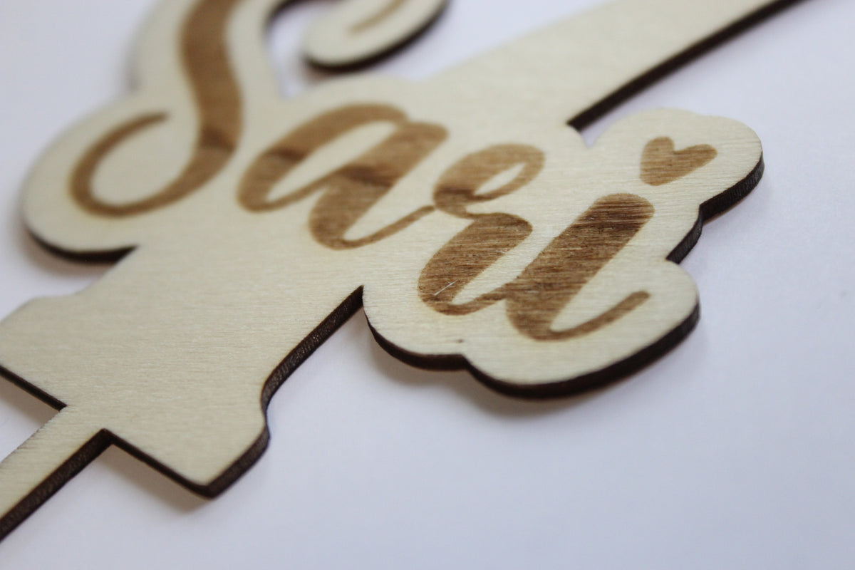 Personalized Name and Age Wood Cake Topper