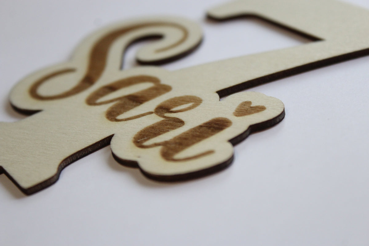 Personalized Name and Age Wood Cake Topper