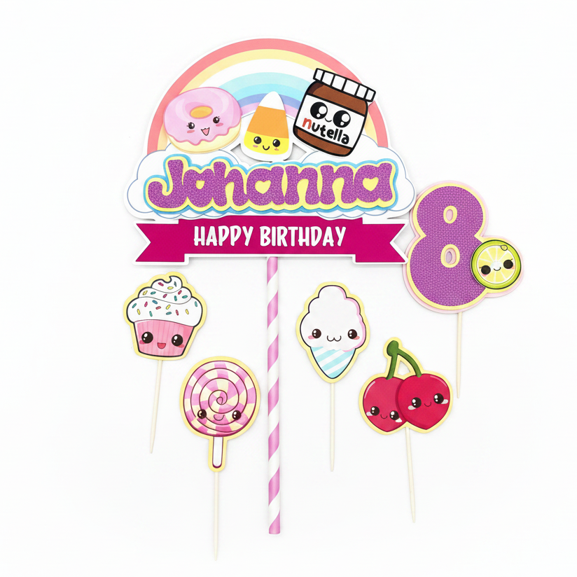 Nutella cupcake candy theme cake topper