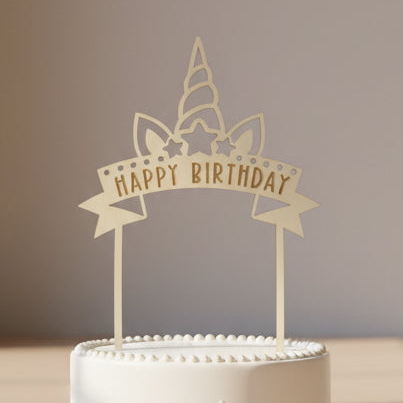 Unicorn Wooden Cake Topper for Birthday