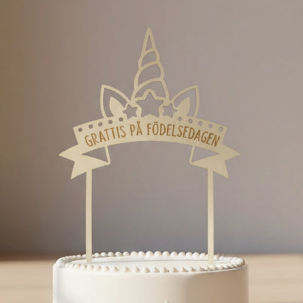 Unicorn Wooden Cake Topper for Birthday