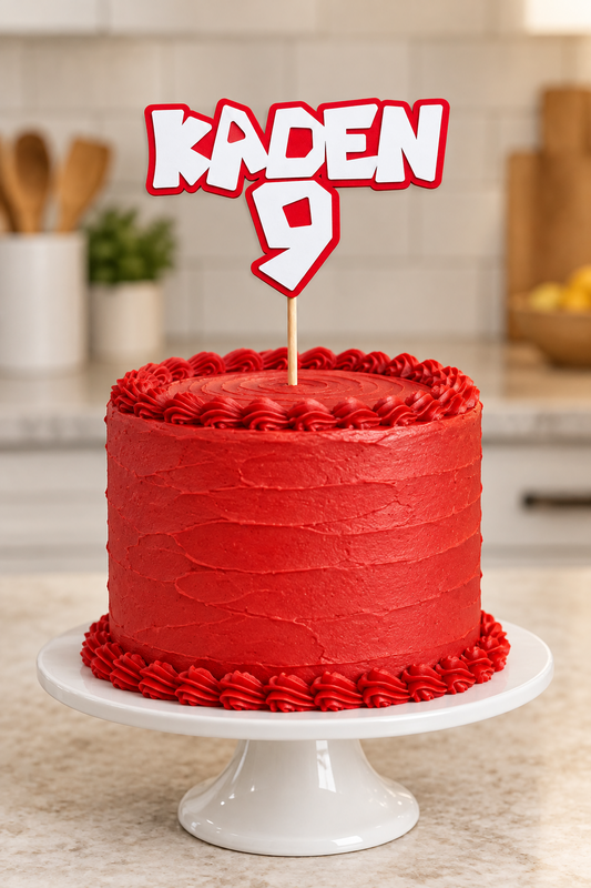 Personalized Comic-Themed Name and Age Cake Topper
