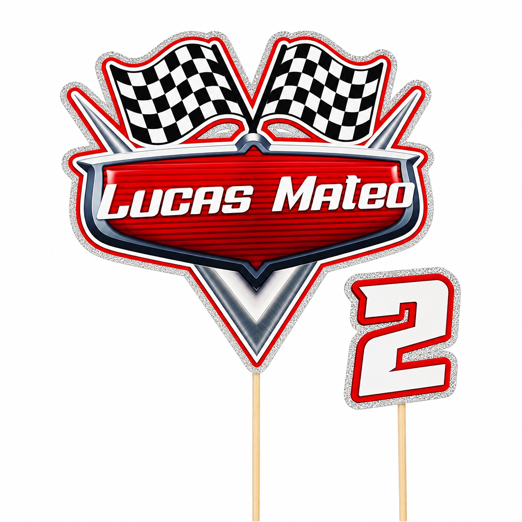 Personalized Racing Themed Cake Topper