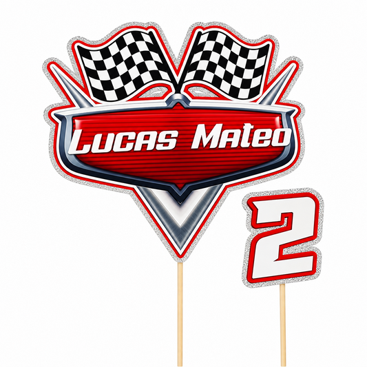 Personalized Racing Themed Cake Topper