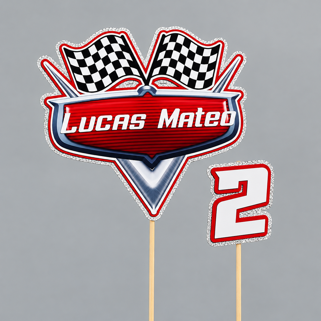 Personalized Racing Themed Cake Topper