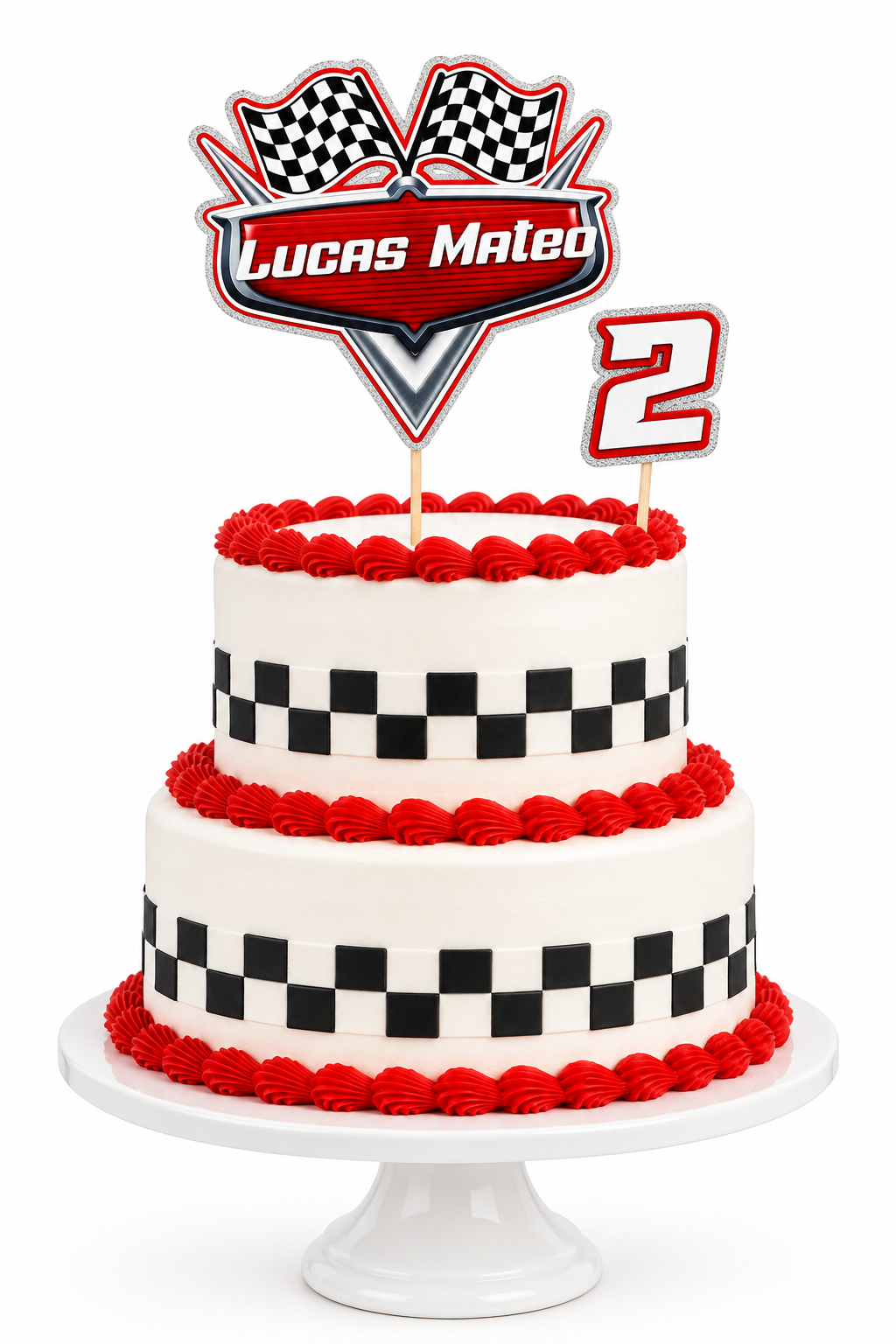 Personalized Racing Themed Cake Topper