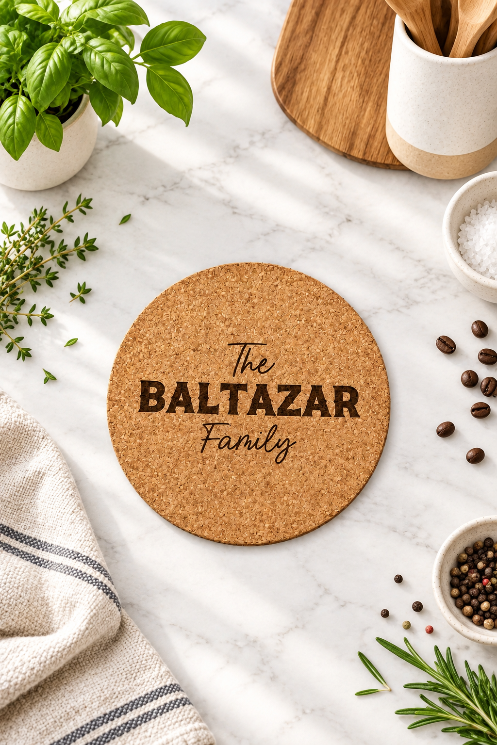 personalized cork heat pad/coaster for pans