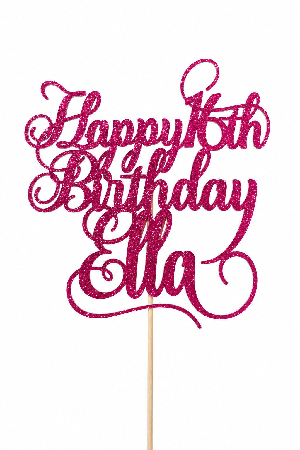 Personalized Cursive Birthday Themed Cake Topper